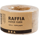 Paper raffia yarn, sand, W: 7-8 mm, 100 mtr - 1 Roll