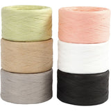 Paper raffia yarn, assorted colours, 6x100 mtr - 1 pack