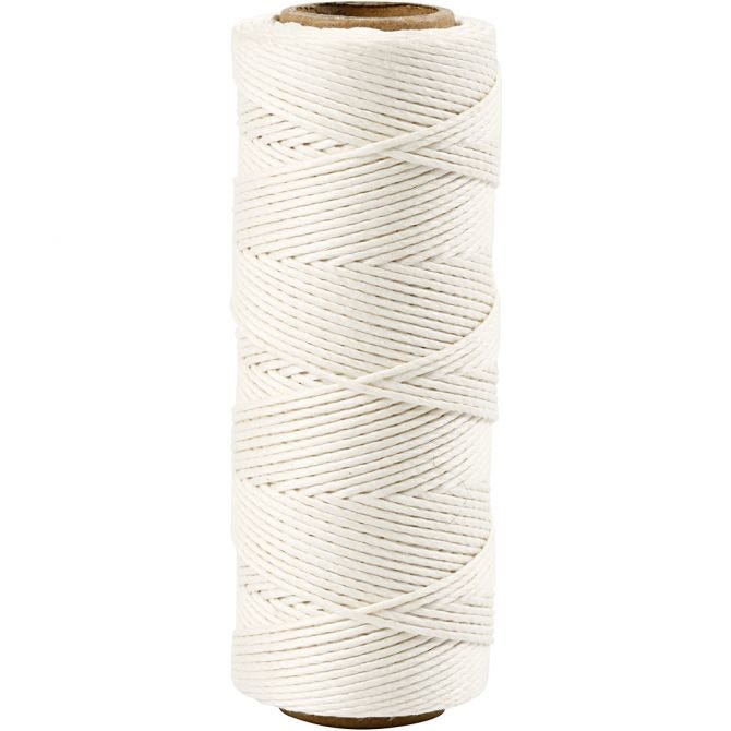 Bamboo Cord, white, thickness 1 mm, 65 mtr - 1 Roll