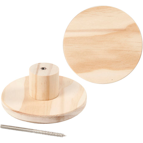Coat Hook, round, D: 11 cm, depth 4.5 cm, pine 