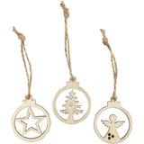 Hanging Christmas ornament, D: 3 cm, thickness 2,7 mm - 24 pcs