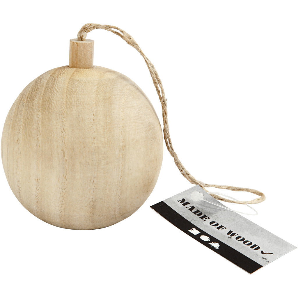 Christmas Ornament, D: 6.4 cm, paulownia - 1 pc