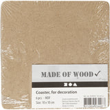 Coaster, size 10x10 cm, thickness 3 mm, MDF - 6 pcs
