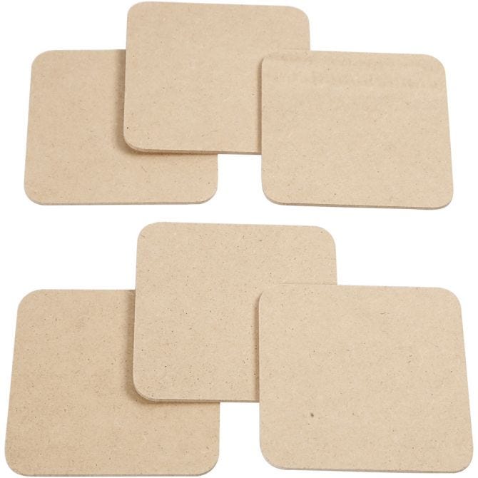 Coaster, size 10x10 cm, thickness 3 mm, MDF - 50 pcs