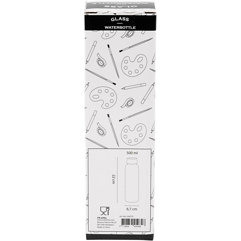 Water bottle, H: 22 cm, Dia. 6,7 cm, 500 ml - 1 pc