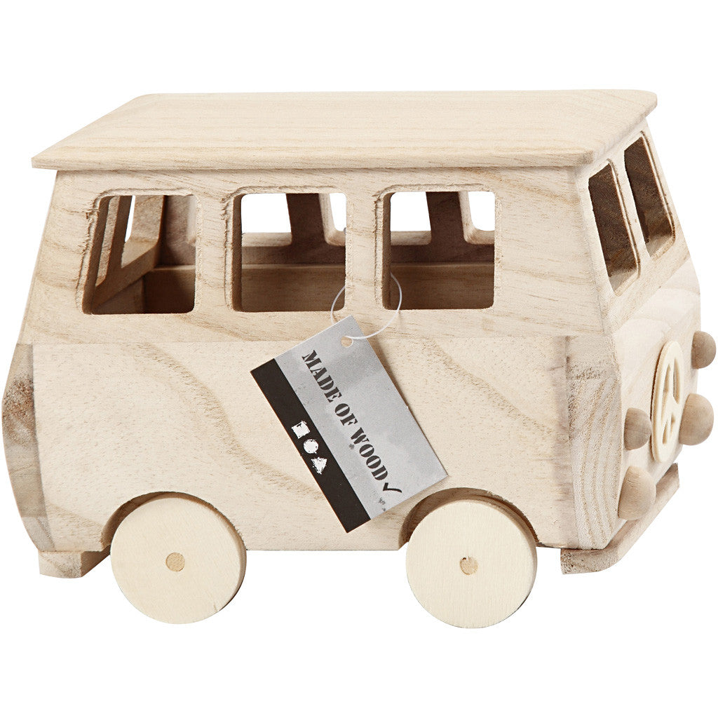 Minibus, size 17x10x13 cm, pine, paulownia - 1 pc