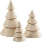 Christmas Trees, H: 5+7.5+10 cm, D: 3.5+5.4+6.7 cm, paulownia - 3 pcs