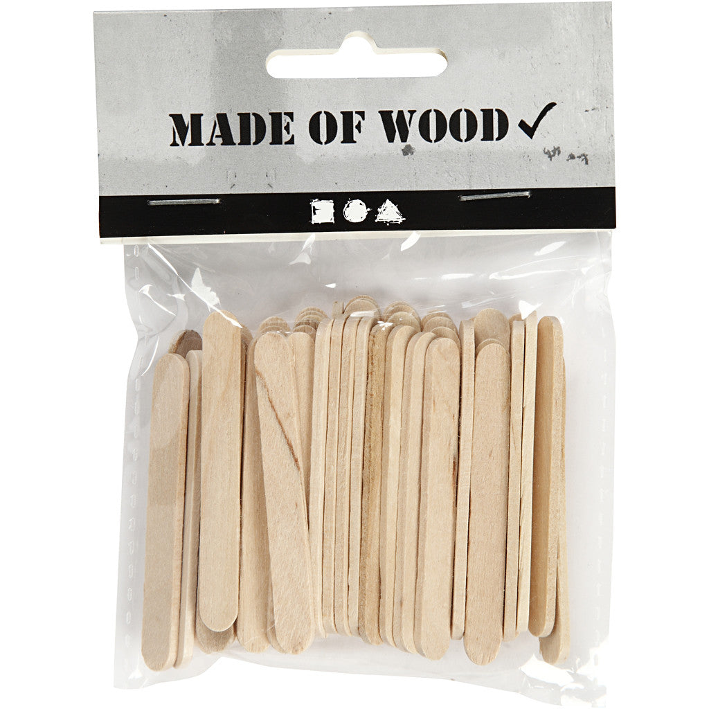 Ice Lolly Sticks, mini, L: 5.5 cm, W: 6 mm, birch - 50 pcs