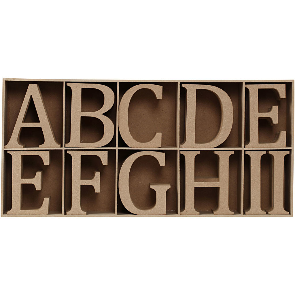 Wooden Letter Numbers and Symbols, including free wooden display, H: 13 cm, thickness 2 cm, MDF - 160 pcs
