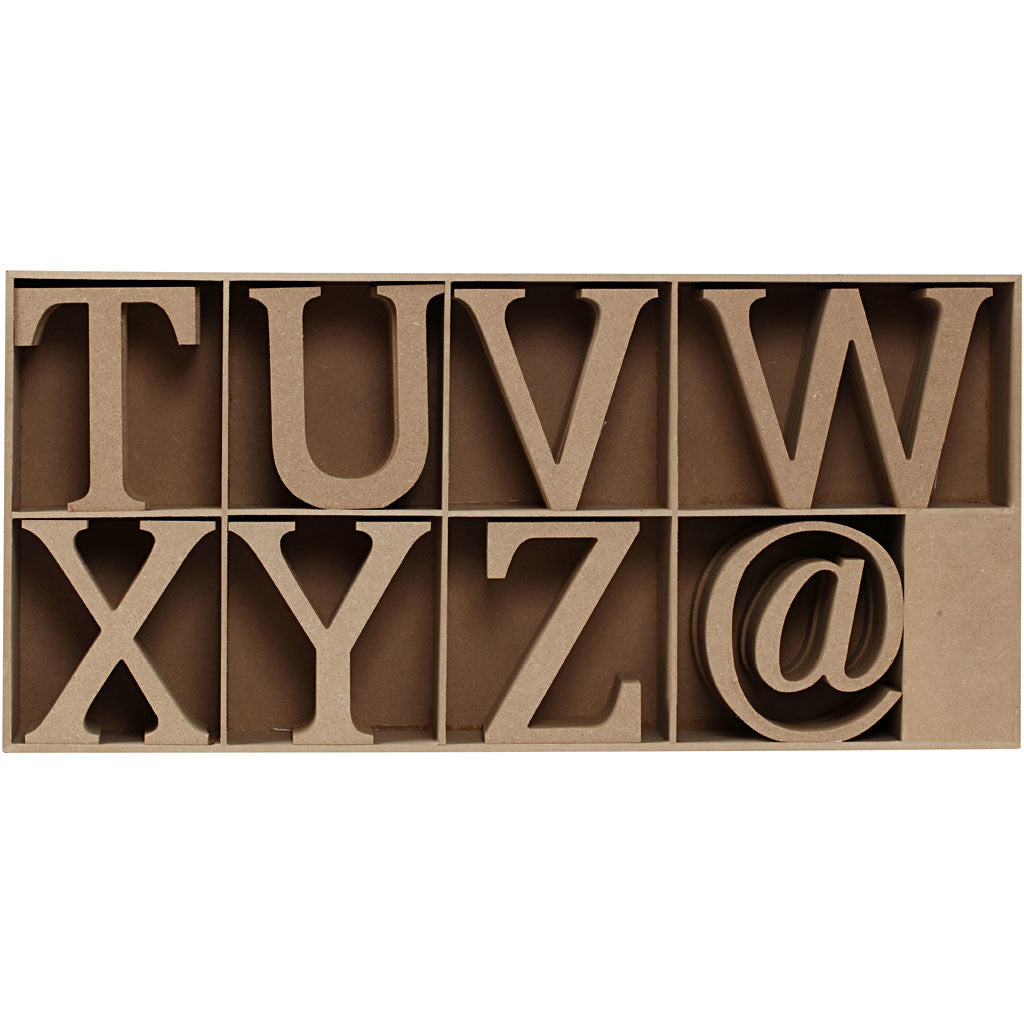 Wooden Letter Numbers and Symbols, including free wooden display, H: 13 cm, thickness 2 cm, MDF - 160 pcs