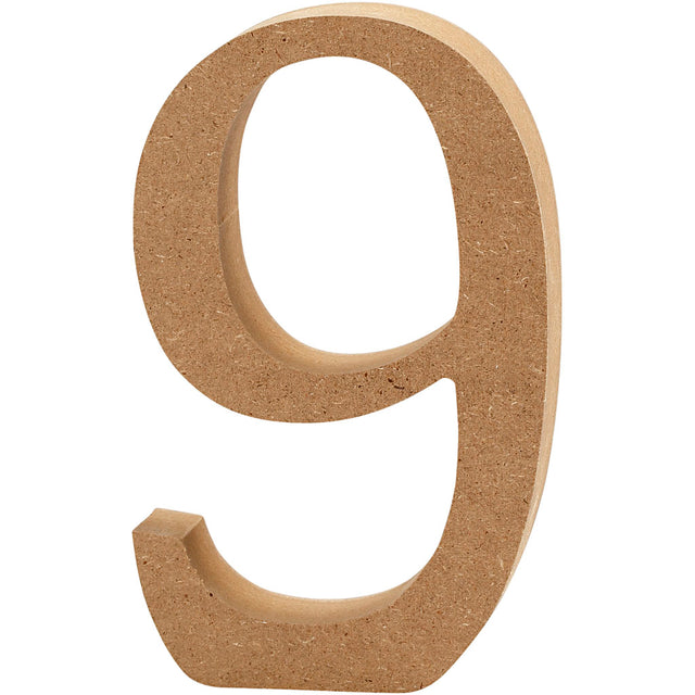 Number 9, H: 8 cm, thickness 1.5 cm, MDF 