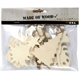 Christmas Ornaments, size 7-9 cm, thickness 4 mm, plywood - 6 pcs