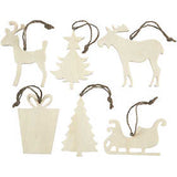 Christmas Ornaments, size 7-9 cm, thickness 4 mm, plywood - 90 pcs