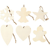 Christmas Ornaments, size 9-11 cm, thickness 4 mm, plywood - 90 pcs