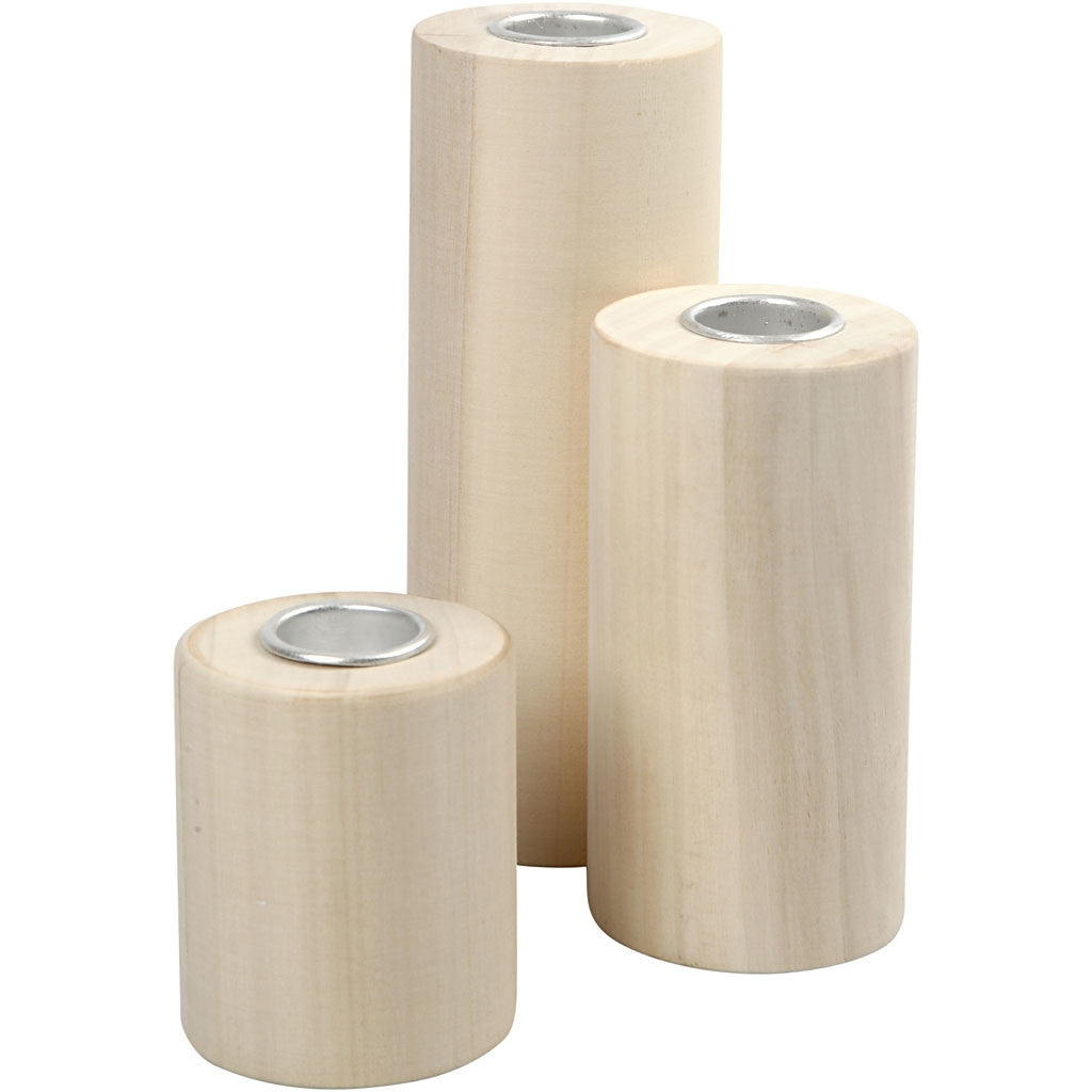 Candle holder 145x90x65 mm- D: 23 mm Poplar wood  - 3 pcs
