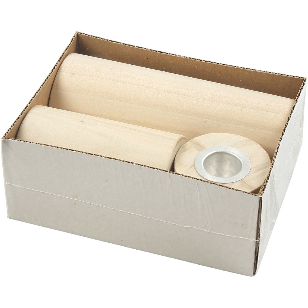 Candle holder 145x90x65 mm- D: 23 mm Poplar wood  - 3 pcs