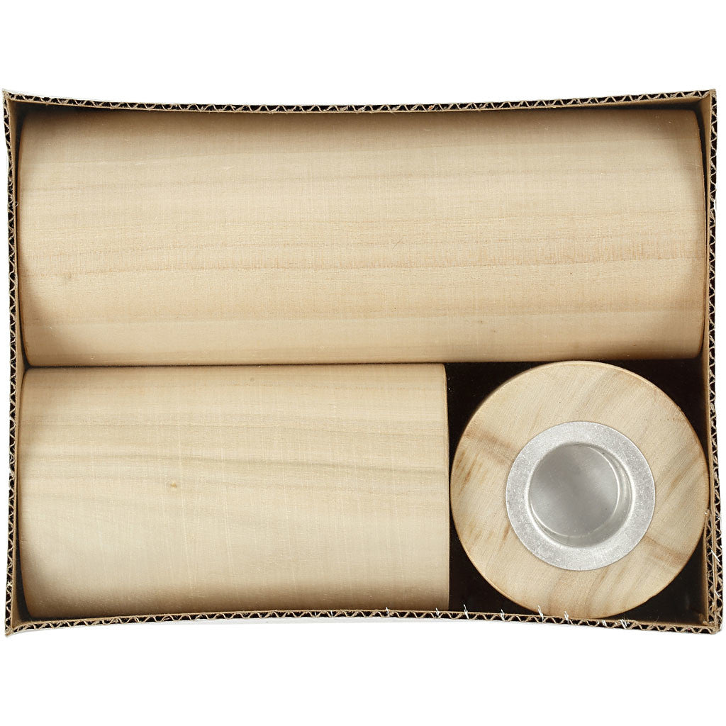 Candle holder 145x90x65 mm- D: 23 mm Poplar wood  - 3 pcs