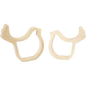 Chick Silhouettes, H: 13 cm, W: 13 cm, plywood, depth 2 cm - 2 pcs