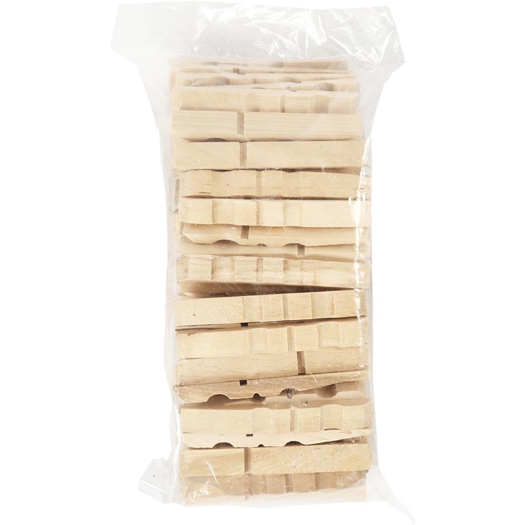 Half Clothes Pegs, size 7x1x0.8 cm, birch - 100 pcs