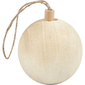 Christmas Ornament, D: 5.5 cm, birch - 1 pc