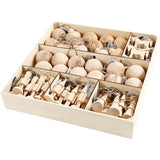 Christmas Ornaments, H: 5.5-9 cm, birch - 72 pcs