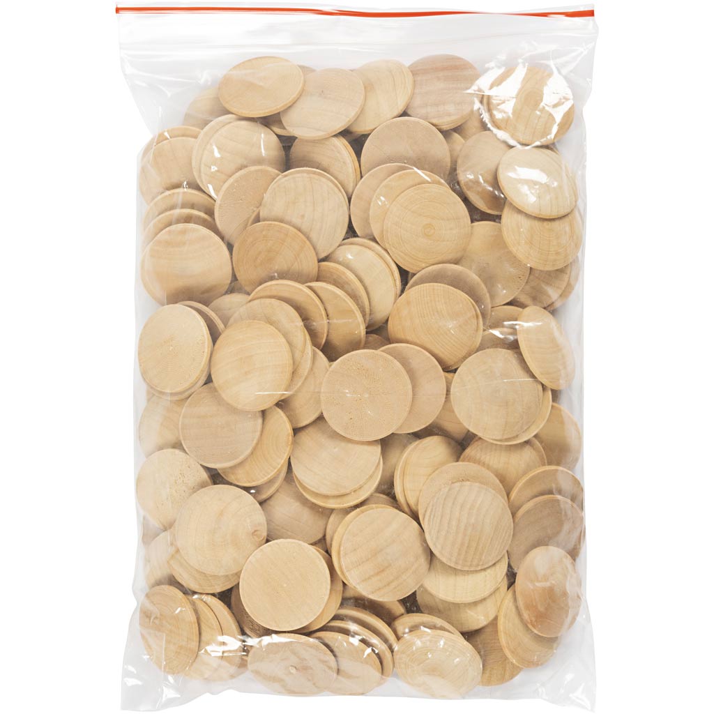 Wooden buttons, D: 30 mm, thickness 6 mm, china berry - 150 pcs
