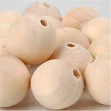 Wooden Bead, D: 20 mm, hole size 4 mm, china berry - 14 pcs