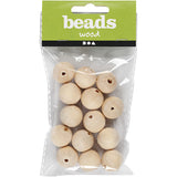 Wooden Bead, D: 20 mm, hole size 4 mm, china berry - 14 pcs