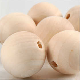 Wooden Bead, D: 25 mm, hole size 4.5 mm, china berry - 8 pcs