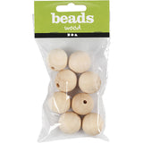 Wooden Bead, D: 25 mm, hole size 4.5 mm, china berry - 8 pcs