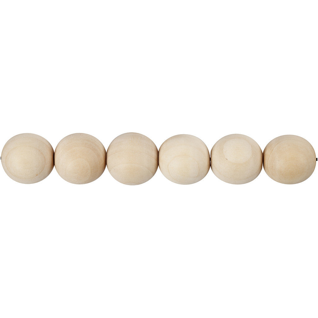 Wooden Bead, D: 25 mm, hole size 4.5 mm, china berry - 8 pcs