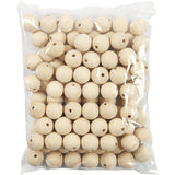Wooden Bead, D: 25 mm, hole size 4.5 mm, china berry - 100 pcs