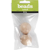 Wooden Bead, D: 35 mm, hole size 6 mm, china berry - 2 pcs