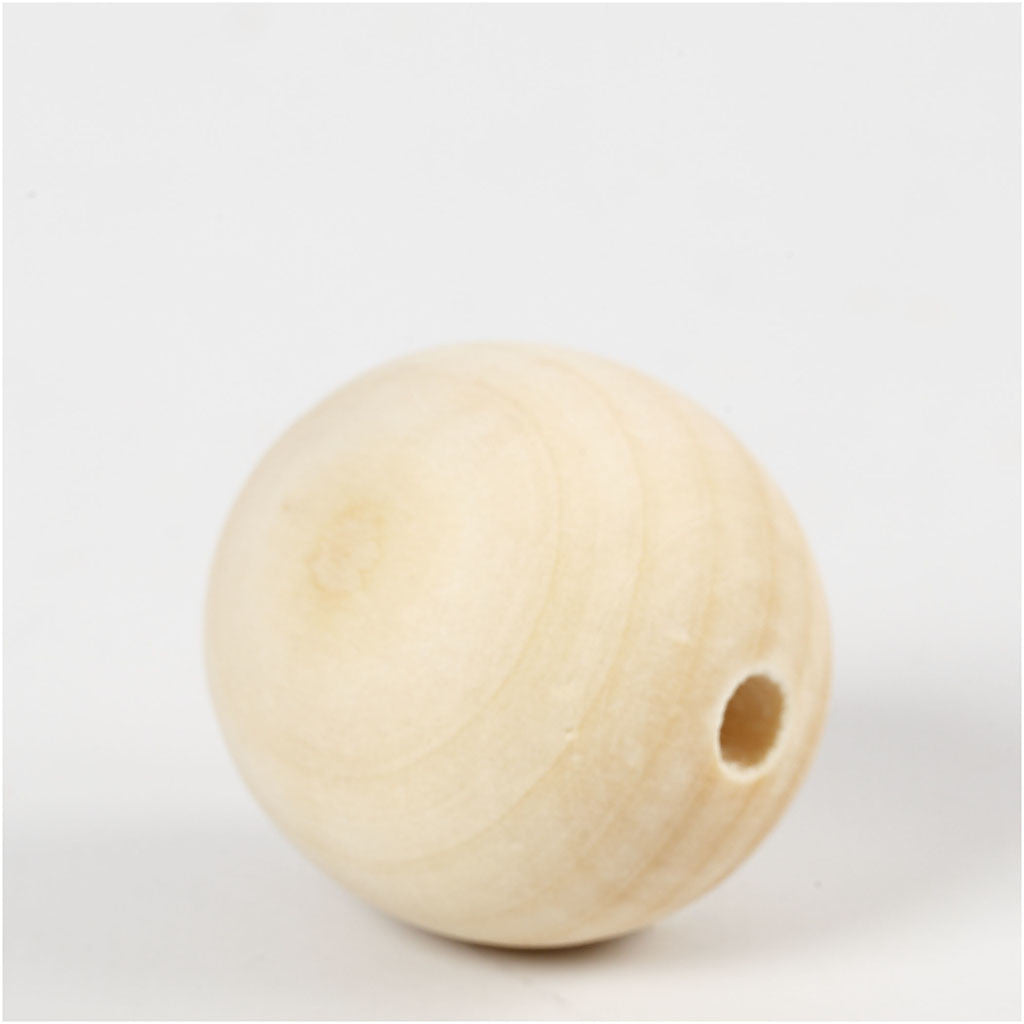 Wooden Bead, D: 35 mm, hole size 6 mm, china berry - 50 pcs
