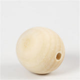 Wooden Bead, D: 35 mm, hole size 6 mm, china berry - 50 pcs