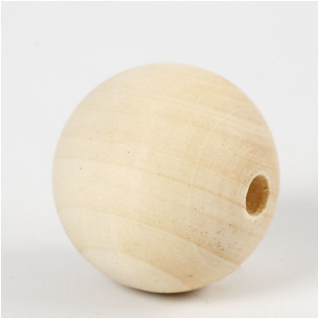 Wooden Bead, D: 40 mm, hole size 7 mm, china berry - 30 pcs