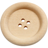 Wooden Buttons, D: 35 mm, hole size 2 mm, china berry, 4 holes - 10 pcs