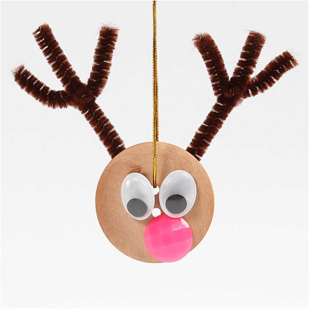 Wooden Buttons, D: 35 mm, hole size 2 mm, china berry, 4 holes - 10 pcs