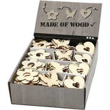 Wooden Ornament, flower, butterfly, heart, size 6 cm, thickness 3 mm - 200 pcs
