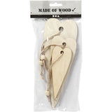 Wooden Ornament, long heart, H: 12+16+20 cm, thickness 5 mm - 3 pcs