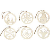 Christmas ornaments, D: 8 cm, thickness 0.3 cm, plywood - 6 pcs