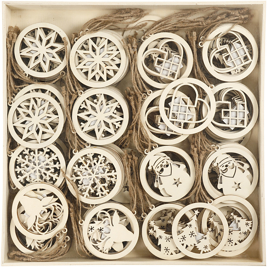 Christmas ornaments, D: 8 cm, thickness 0.3 cm, plywood - 144 pcs