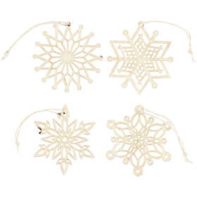 Ornaments, D: 7 cm, thickness 0.3 mm, plywood - 8 pcs