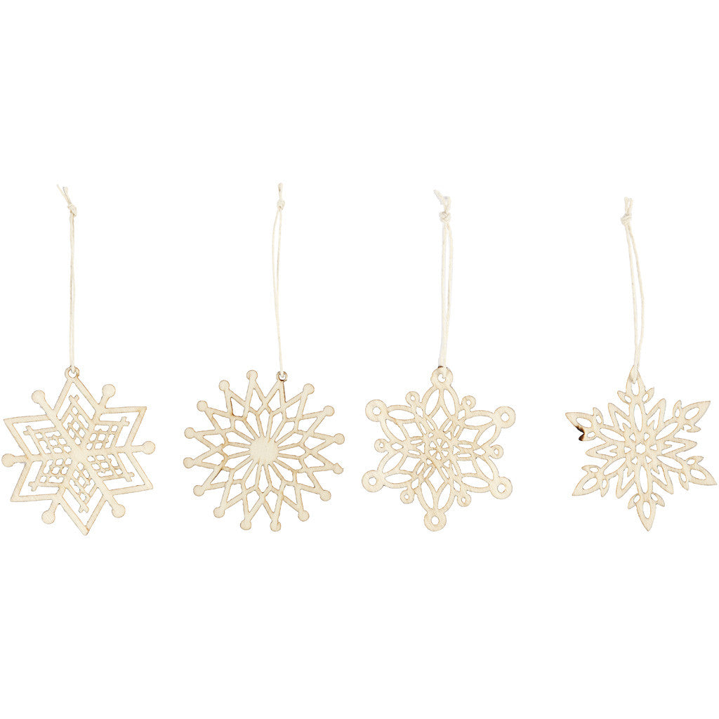 Ornaments, D: 7 cm, thickness 0.3 mm, plywood - 8 pcs
