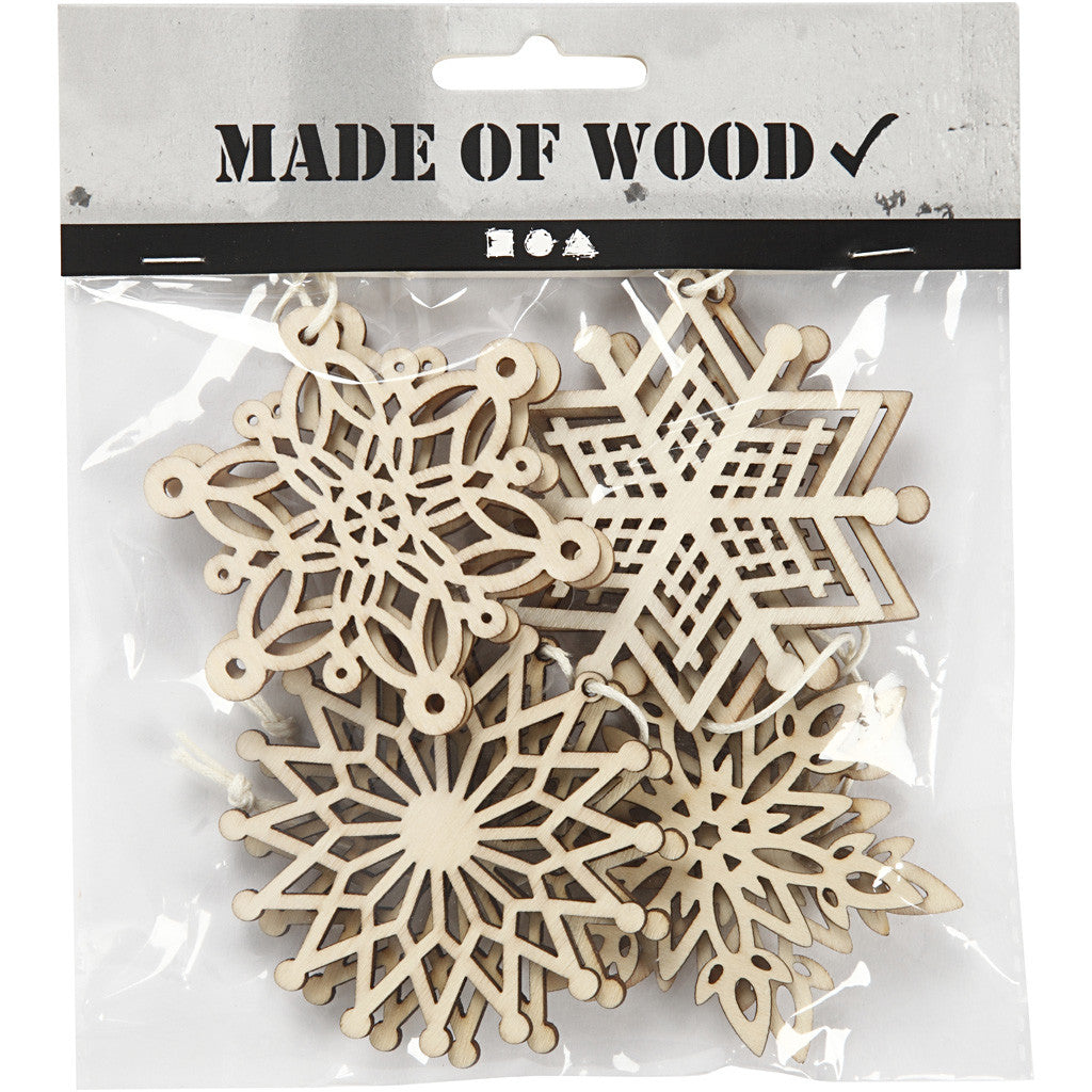 Ornaments, D: 7 cm, thickness 0.3 mm, plywood - 8 pcs