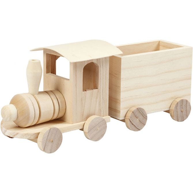 Toy train with carriage, H: 95mm, L: 215mm, W: 65mm - 1 pc