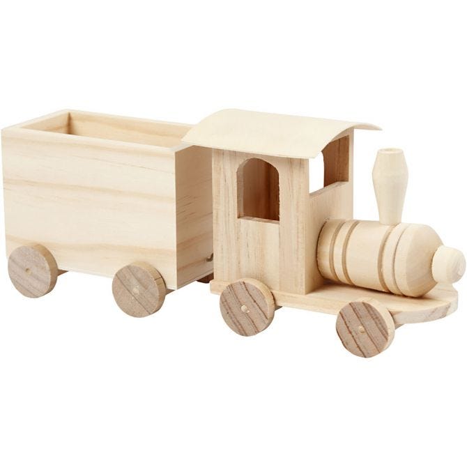 Toy train with carriage, H: 95mm, L: 215mm, W: 65mm - 1 pc