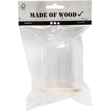 Clock on wooden base, H: 9,5 cm, Dia. 6 cm, hole size 3 mm - 1 pc