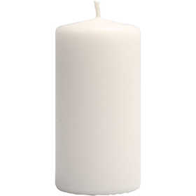 Candles, white, H: 100 mm, D: 50 mm - 6 pcs