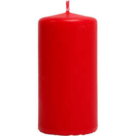 Candles, red, H: 100 mm, D: 50 mm - 6 pcs